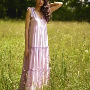 Anthropologie Maeve Soraya Shimmer Tiered Maxi Dress S